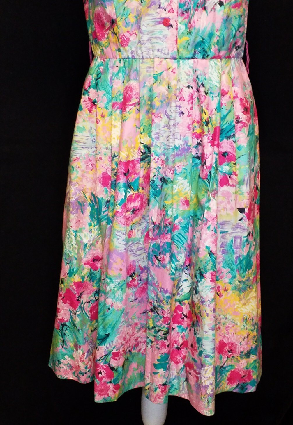 Vtg 80s Willi California Floral Pleated Dress Sz 4 USA