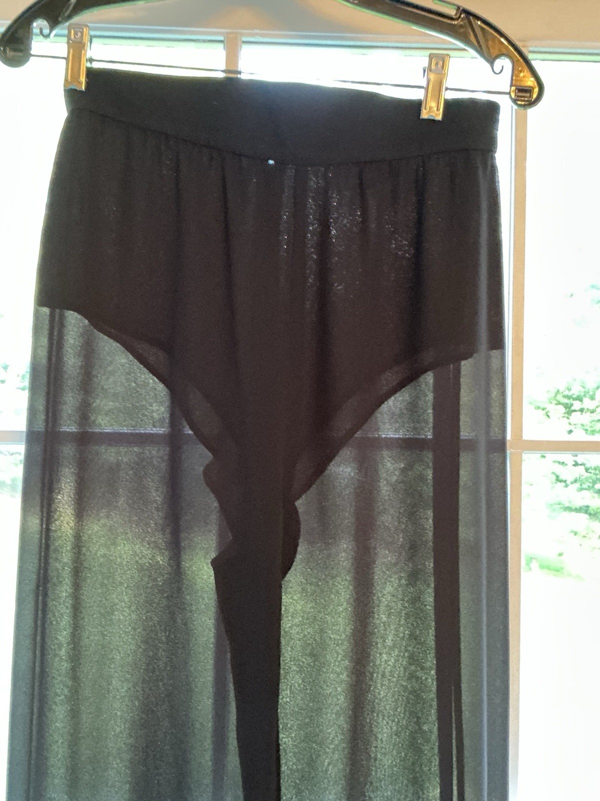 Vintage Thierry Mugler Sheer Black Lingerie Style Wide Leg Pants Cruise 1999 38