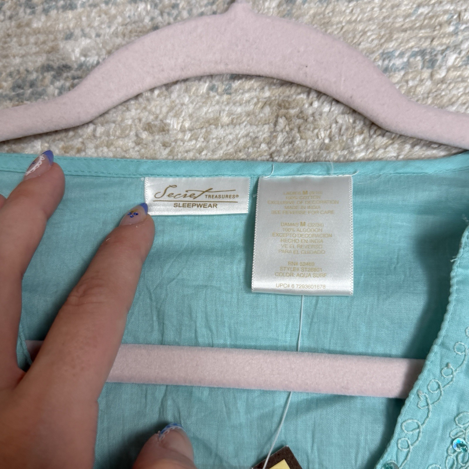 Secret Treasures Sleepwear Women’s M Teal Sequin Tunic NWT Boho Fairy Dress