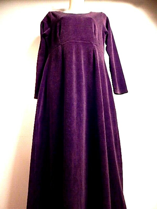 Vintage 1990s USA Outer Limits Empire Dress Burgundy Rust Northern Soul Gothic S