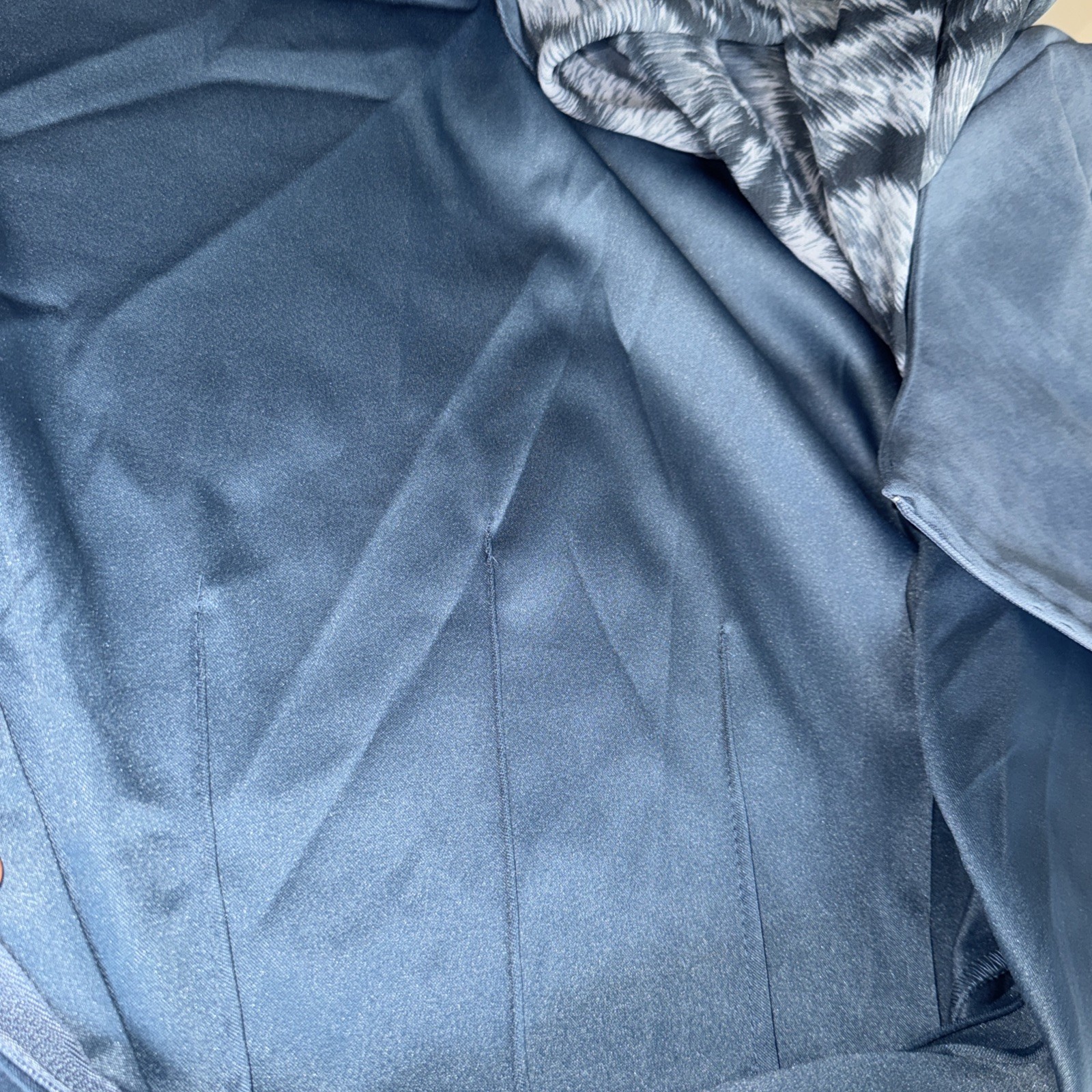 M.H.M. Melissa Harper Vintage Blue Gray Size 16 Dress With Scarf NWT 80s S-pads