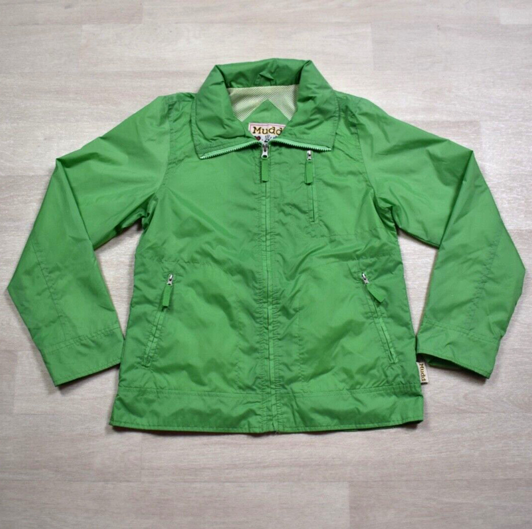 Y2K Mudd Outerwear Coat Jacket Windbreaker Zip-In Hood Green VTG 2000s