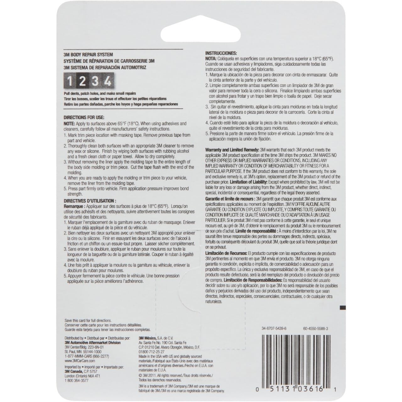 3M Super Strength Molding Tape 03616 7/8in x 15ft Heavy Duty Double-Sided Automo