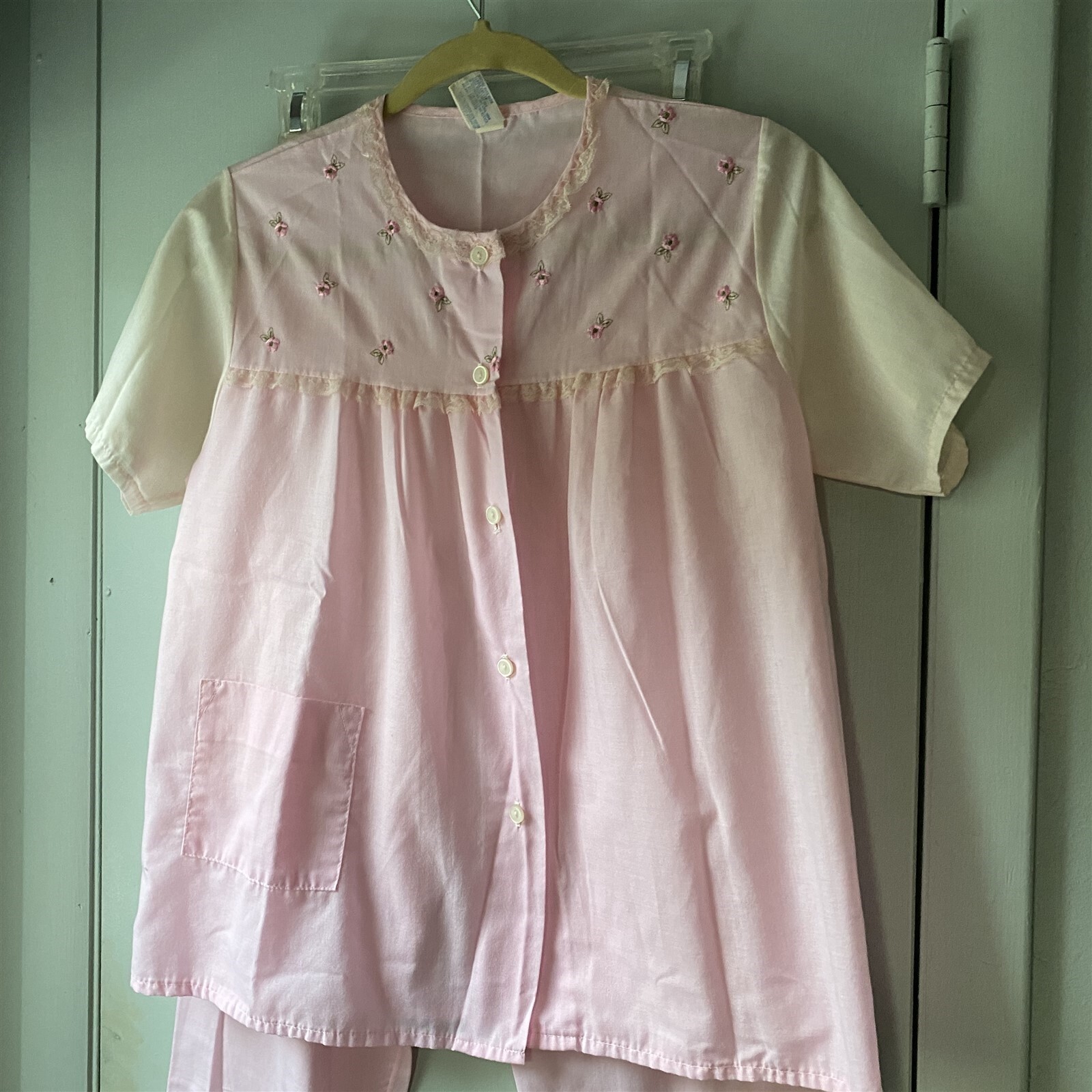 Vintage Katz Pajamas Womens Pink Cotton Blend PJ’s Ruffle 2 Piece