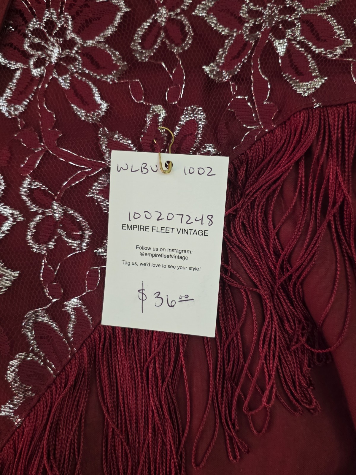 Vintage Lilia Smitty Blouse L Burgundy Cowgirl Rodeo NWT Embroidered Fringed