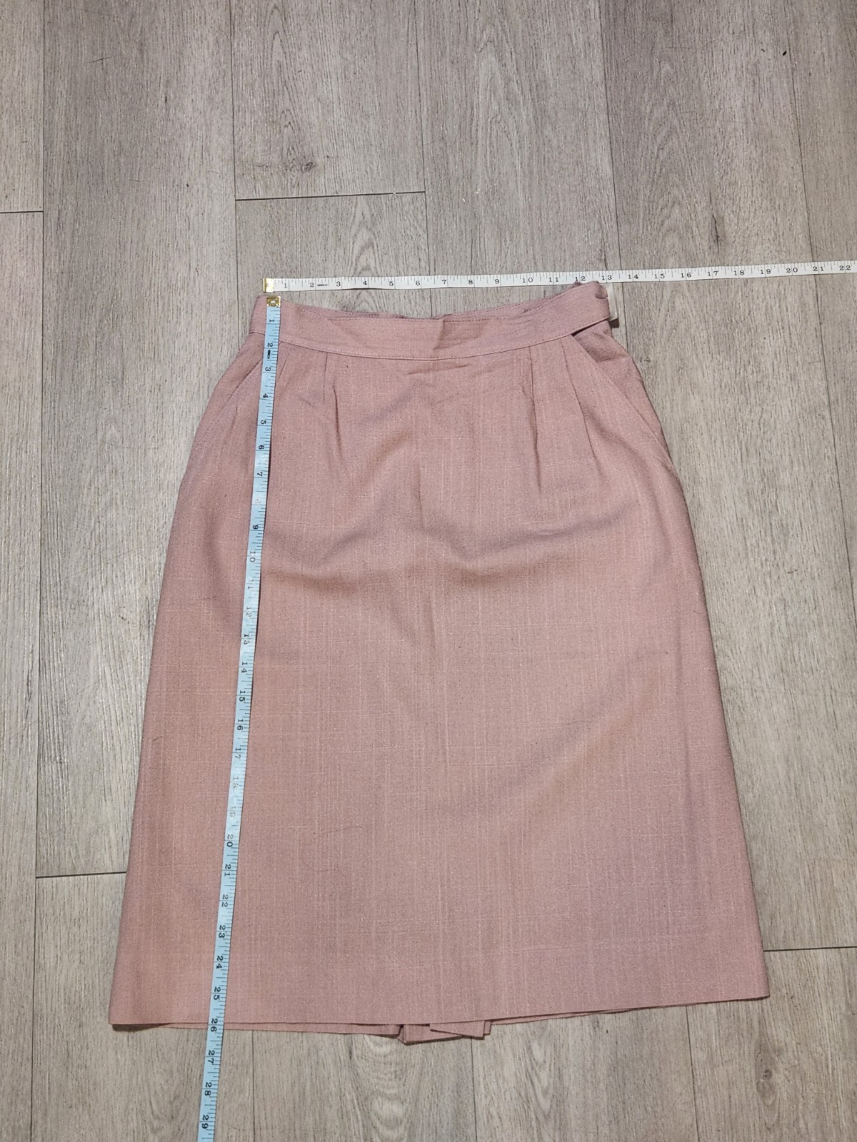 Vintage Russ Petites Blush Pink Skirt 10 USA Union Made Pockets Buckle