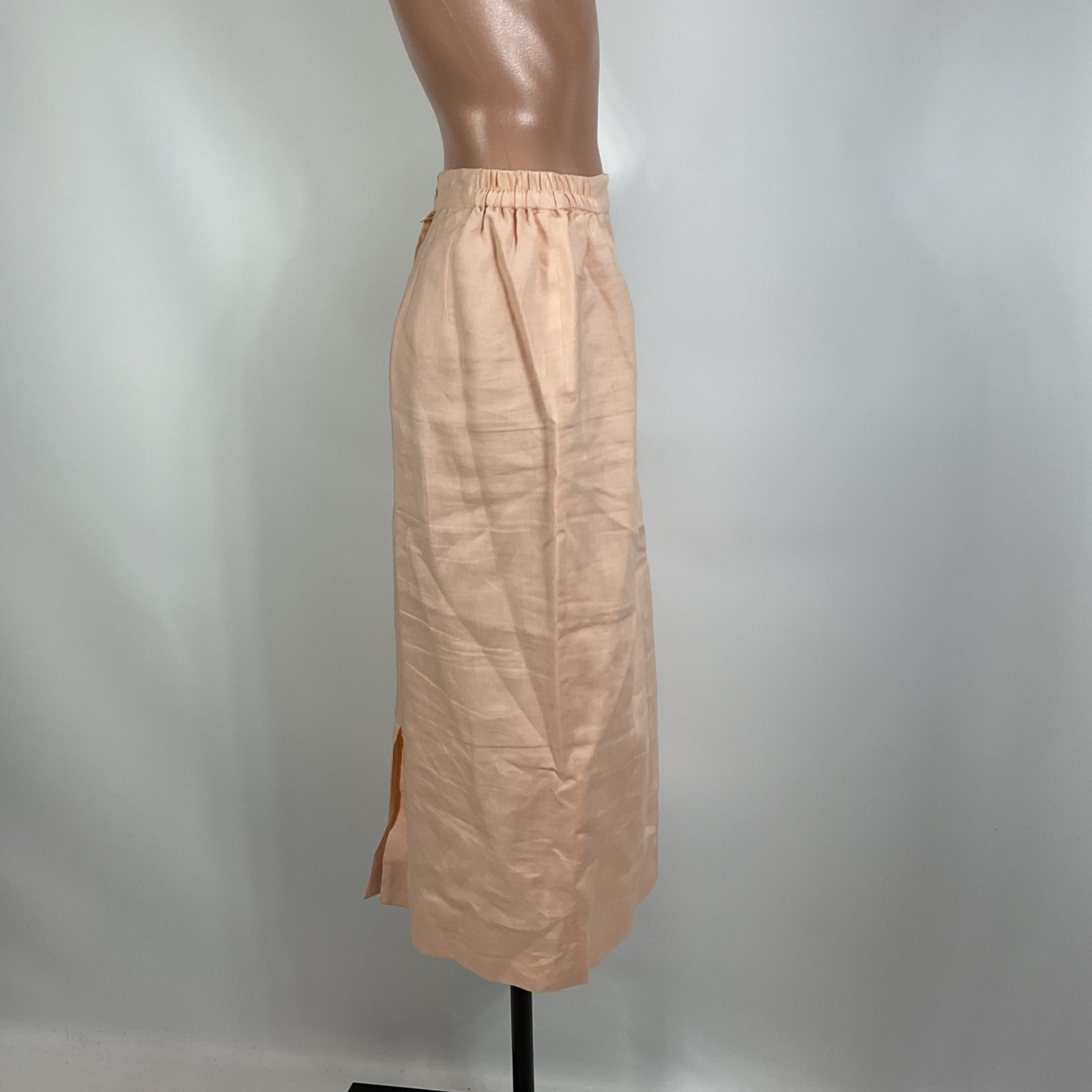Vintage 80s DAVINCi Pink Suit Puffy Sleeve Suit Jacket Skirt 16X Beaded Linen