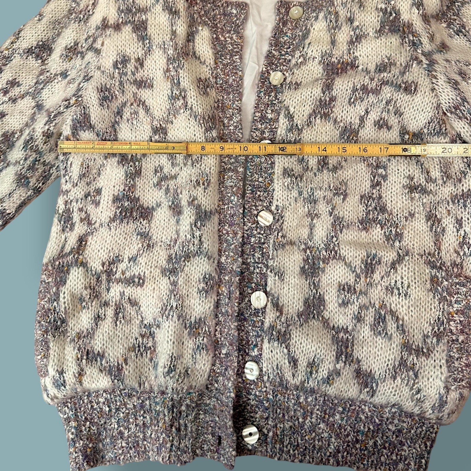 Vintage 80’s Rochelle California Chunky Floral Cardigan atomic Fleck Grandmacore