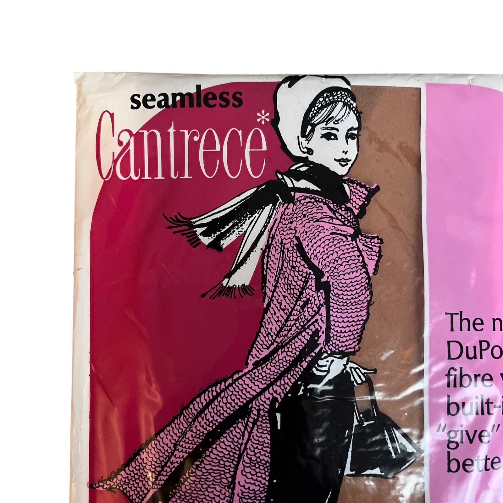 Vintage CANTRECE Seamless 100% Nylon Panty Hose #4900 Beige Size B 9.5-10