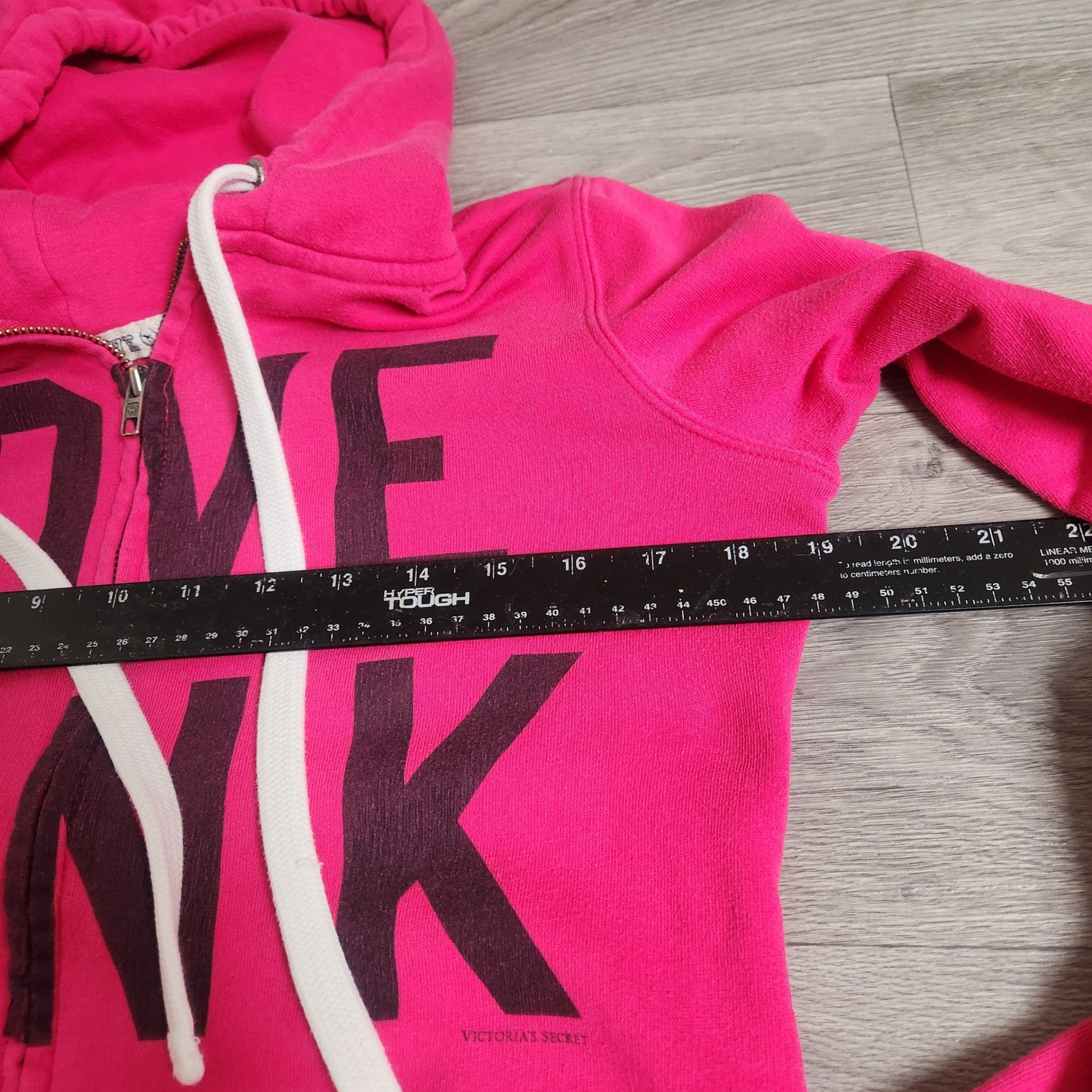 Vintage Victoria’s Secret PINK Hoodie Size XS Pink Full Zip Love Pink 86 Graphic