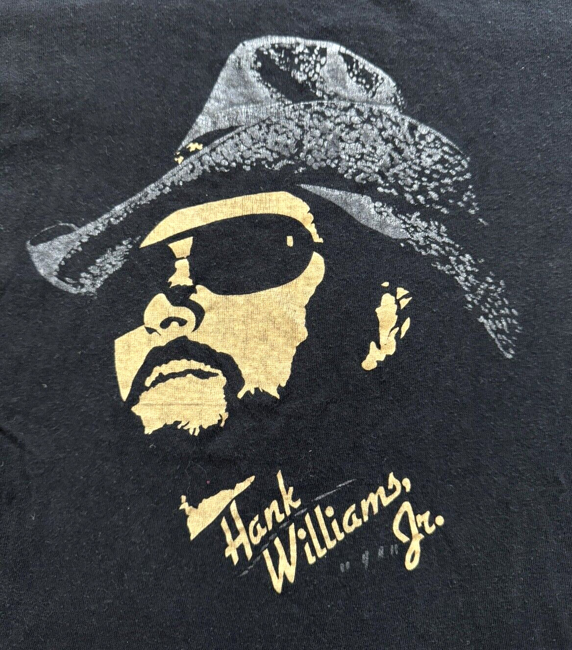 RARE Vintage HANK WILLIAMS Jr Tee T Shirt BOCEPHUS Tour 70s 80s MUSIC Black BAND