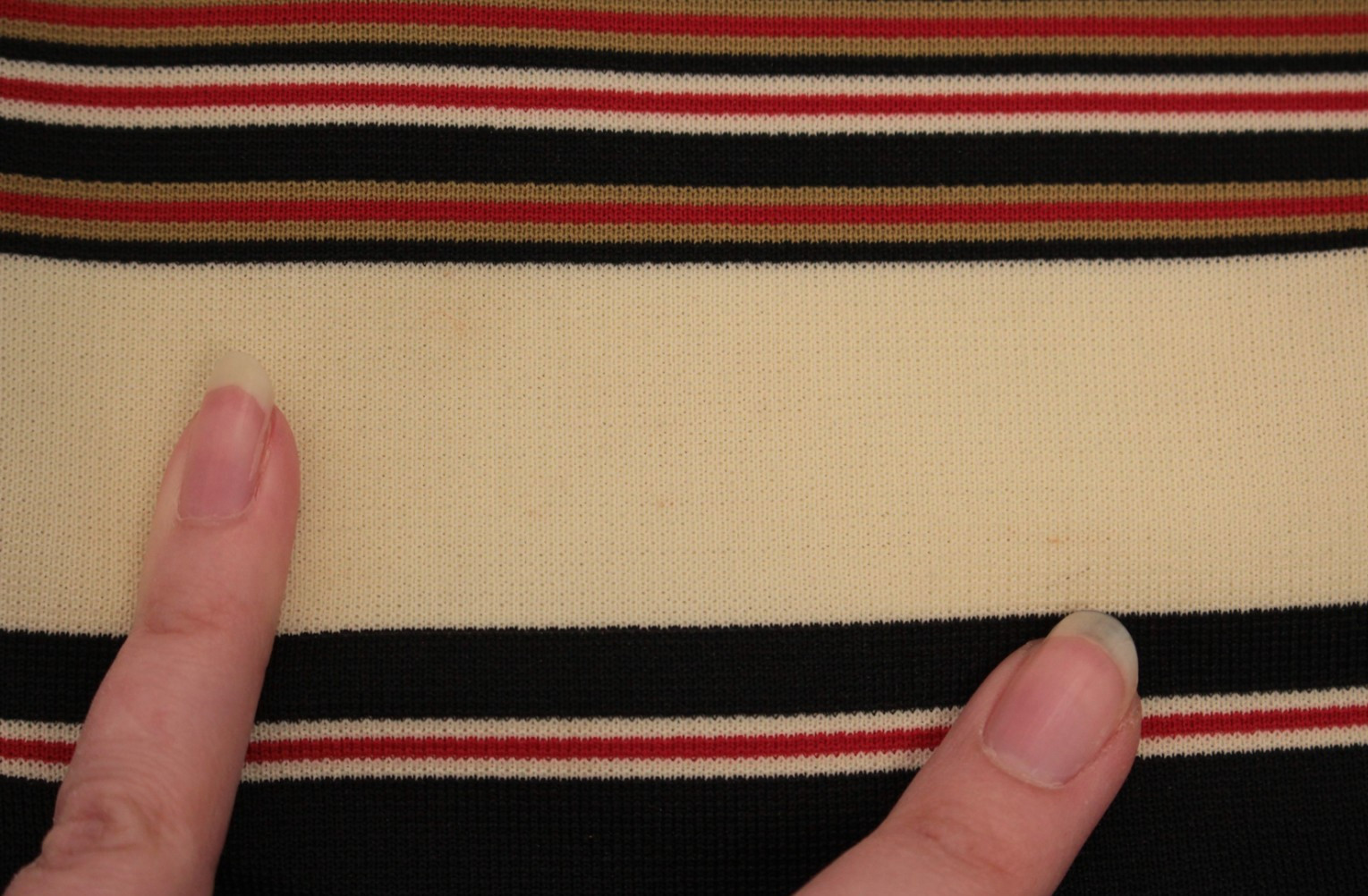 VTG Women’s 60s Black Cream & Red Striped Drop Waist Midi Dress Sz M 1960s