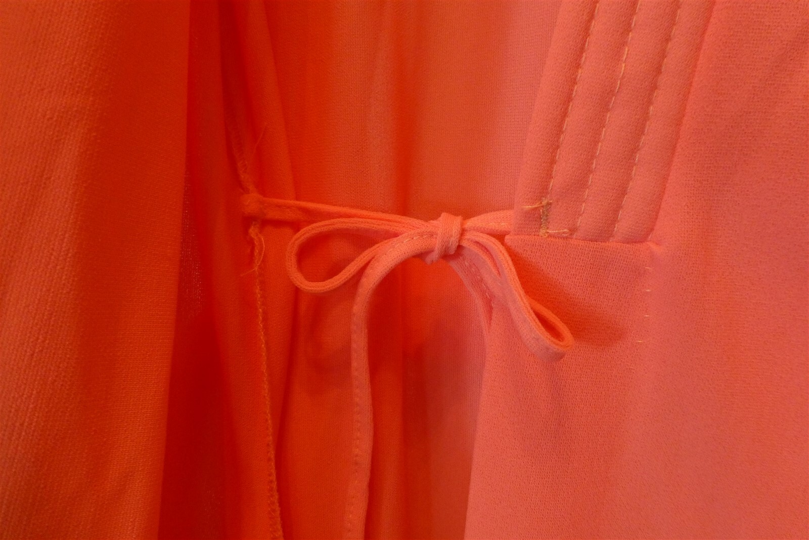 VTG Sears Take Along Long Peach Wrap Robe Lounge Dress M 12-14 Nylon USA ILGWU