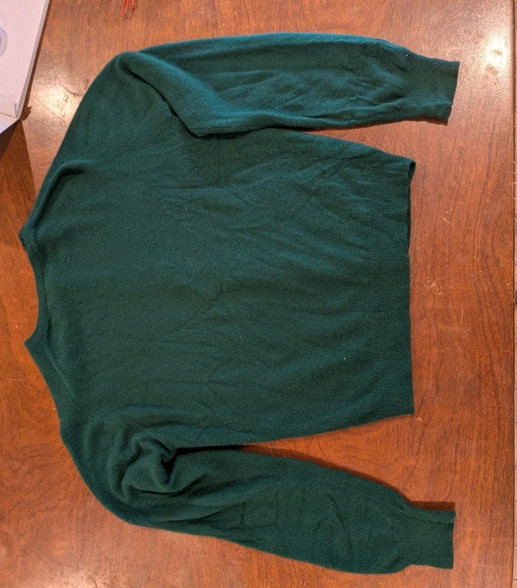 Pringle Made n Scotland Scotch House Vintage100% Cashmere Sweater Cardigan Green
