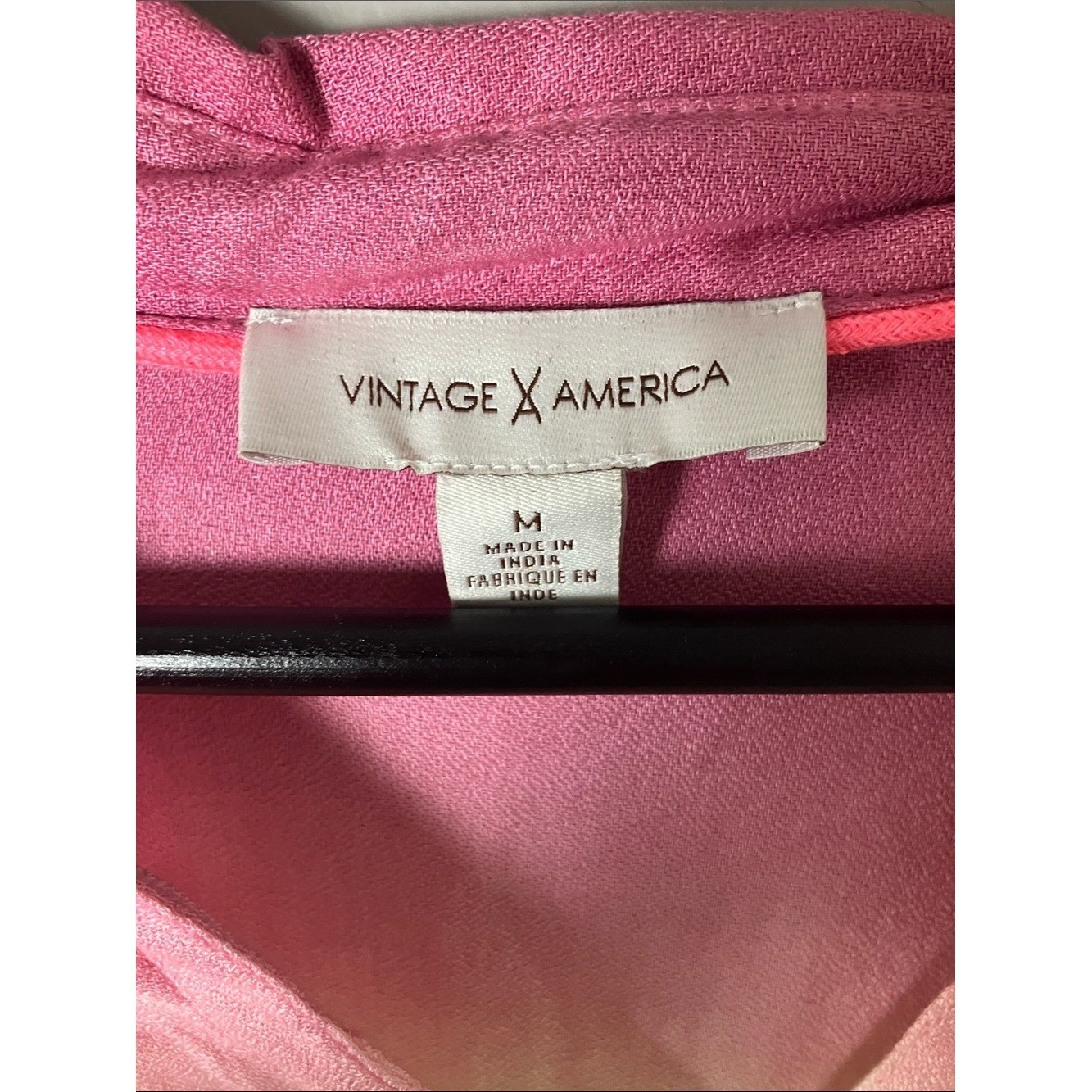 NWT Vintage America Ombre Button-Down Medium Shirt Boho Beachy Pink Mint Green