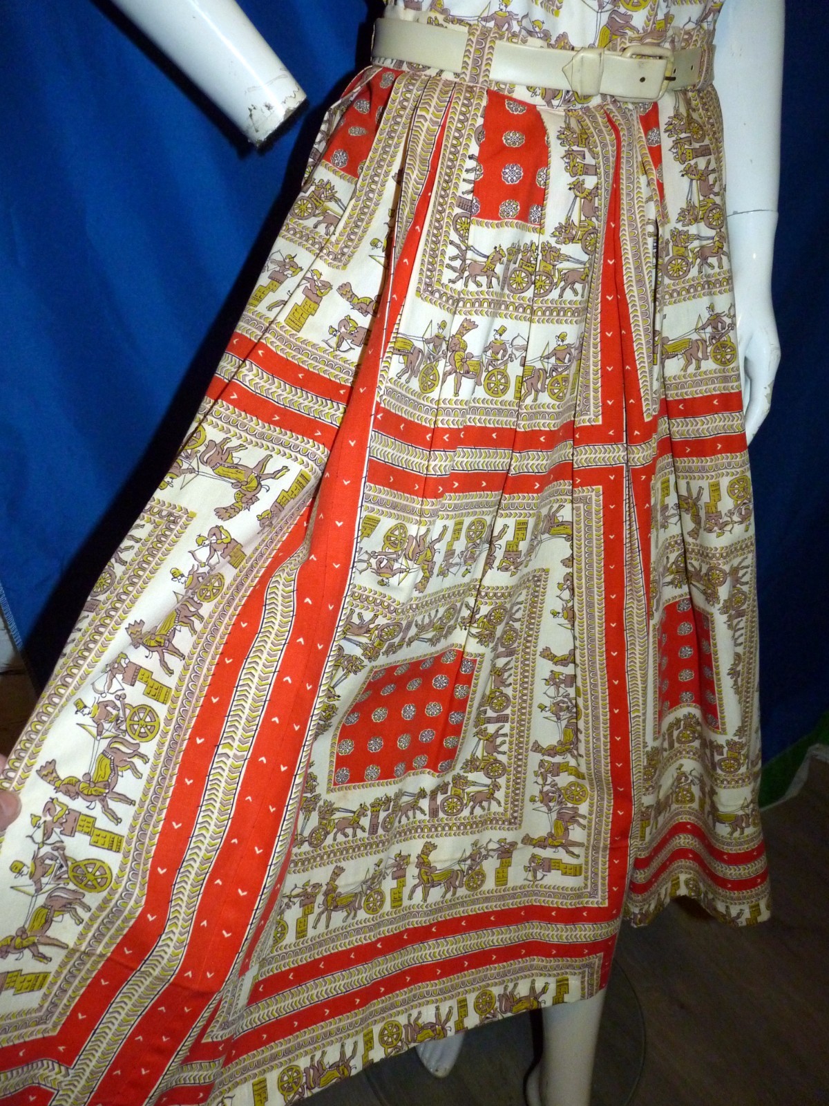1950s Art Mor Novelty Print Dress Sony Pictures Hollywood Costume Bust 38″ Large