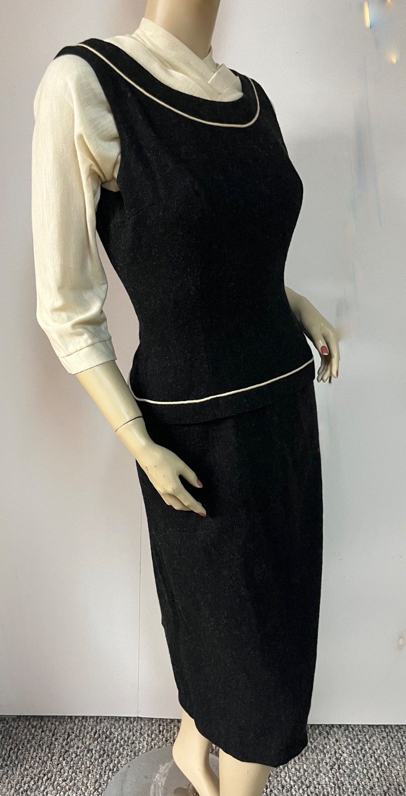 Vintage 1940s 1950s 2 PC David/Carole King Wool/Acrilan Dress Ensemble Bust 34