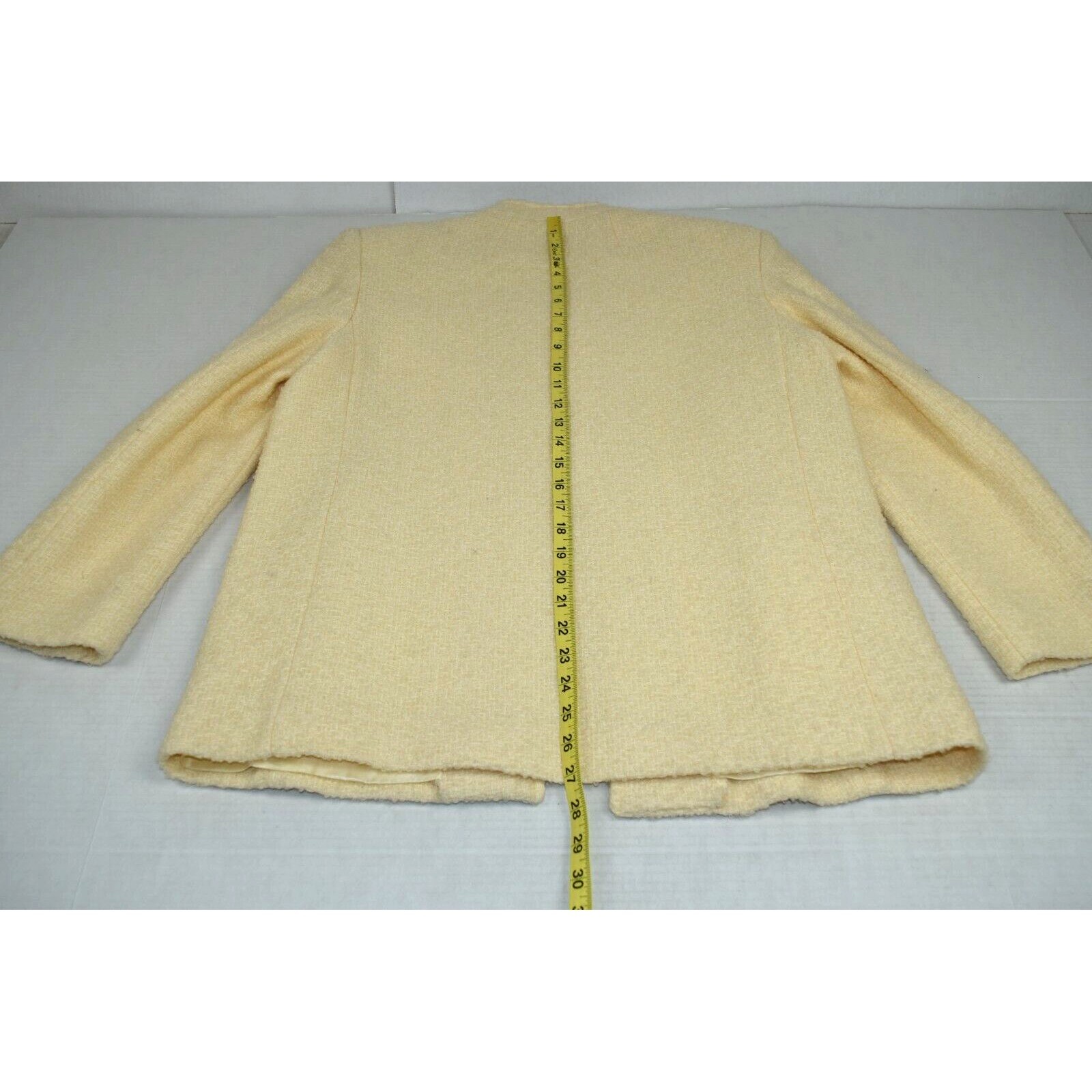 Vintage Wool Blazer Jacket Size S/M 70s Ivory Sleek Knit Silky Lining Pockets