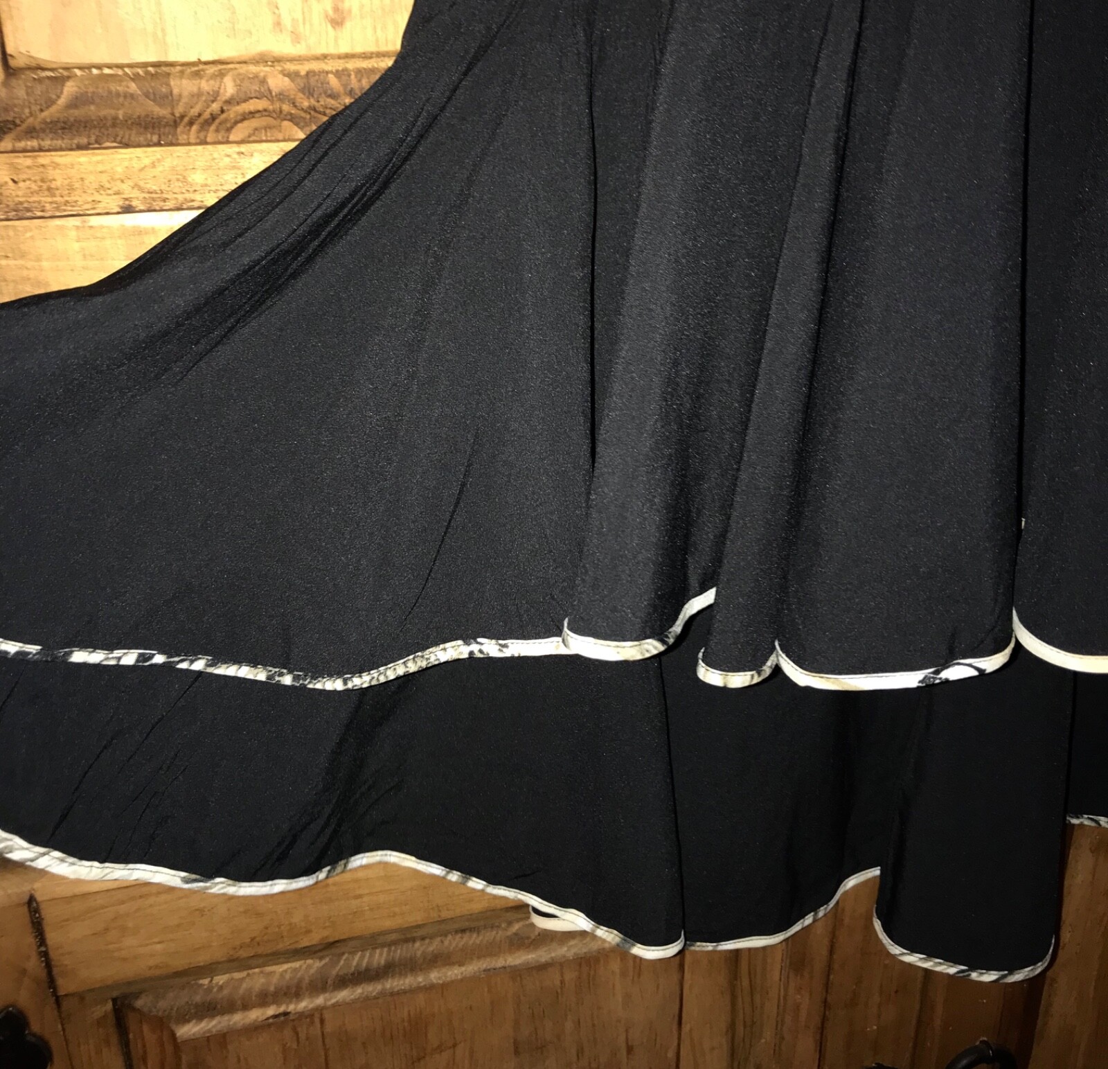 Just CAVALLI Black Polyester High Low Side Zip Skirt Animal Print Trim Size 40