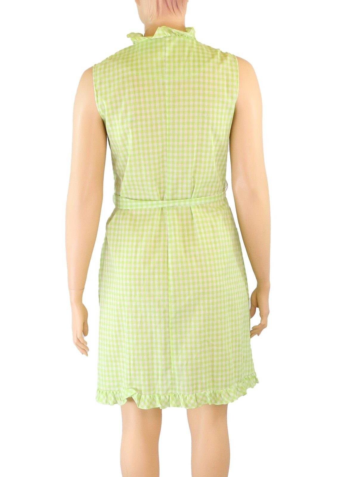 Lounge Craft Vintage 70s Green Gingham Button Down House Day Dress sz L