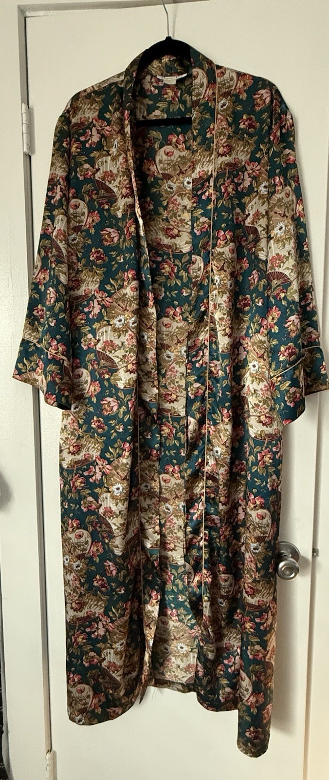 Vintage Christian Dior Silk Floral Robe Size Medium Large