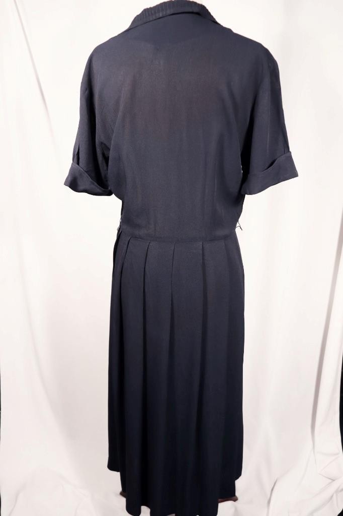 Vintage 1950’s Dark Blue Rayon Dress Size 10-12 Excellent Condition