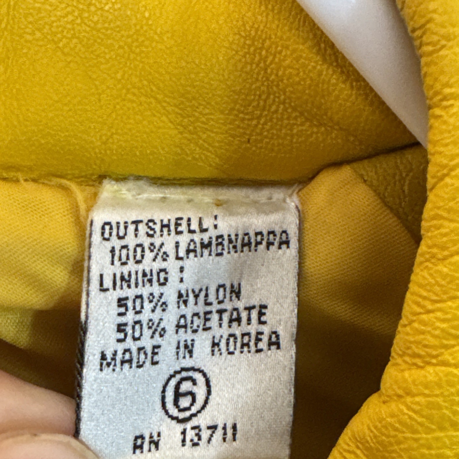 Yellow Lamb Nappa Leather Jacket Evan Davies 6 1980’s Vintage Pre-Owned Pockets