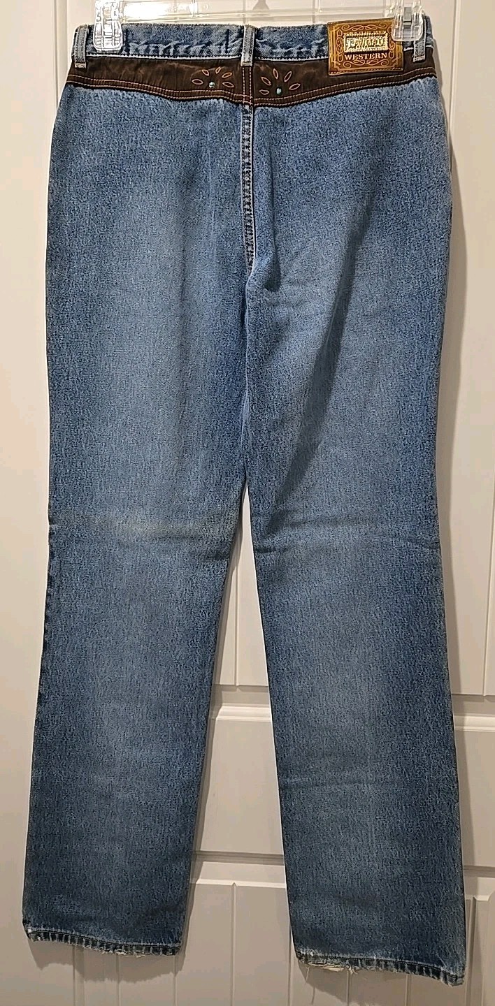 Vtg. LAWMAN Western Women’s Jeans Slim Fit Brown Faux Suede Worn Hems -Sz. 11
