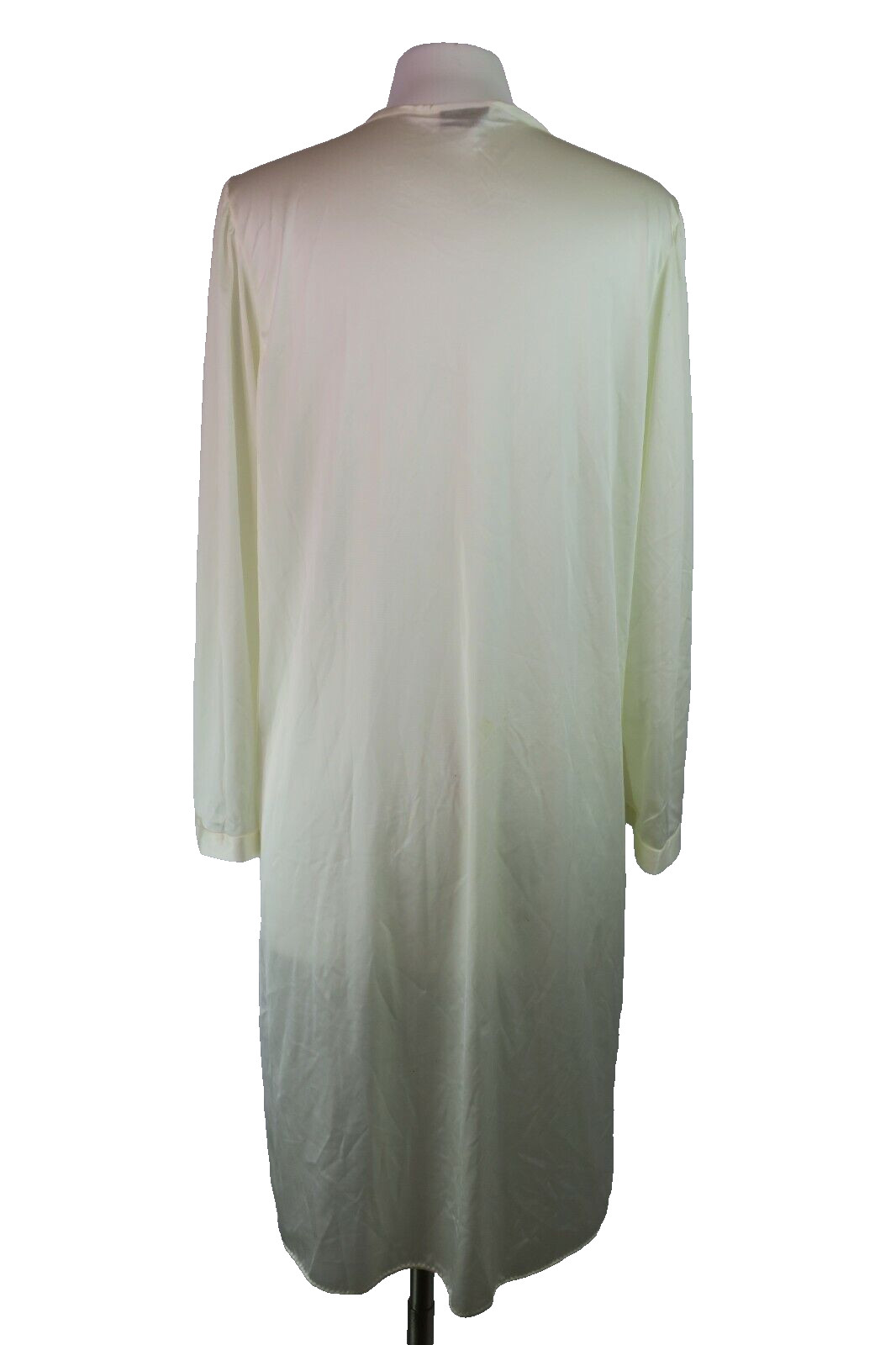 Vanity Fair Housecoat Robe Peignoir Ivory Bridal Nylon Lace Made USA VTG 80s M