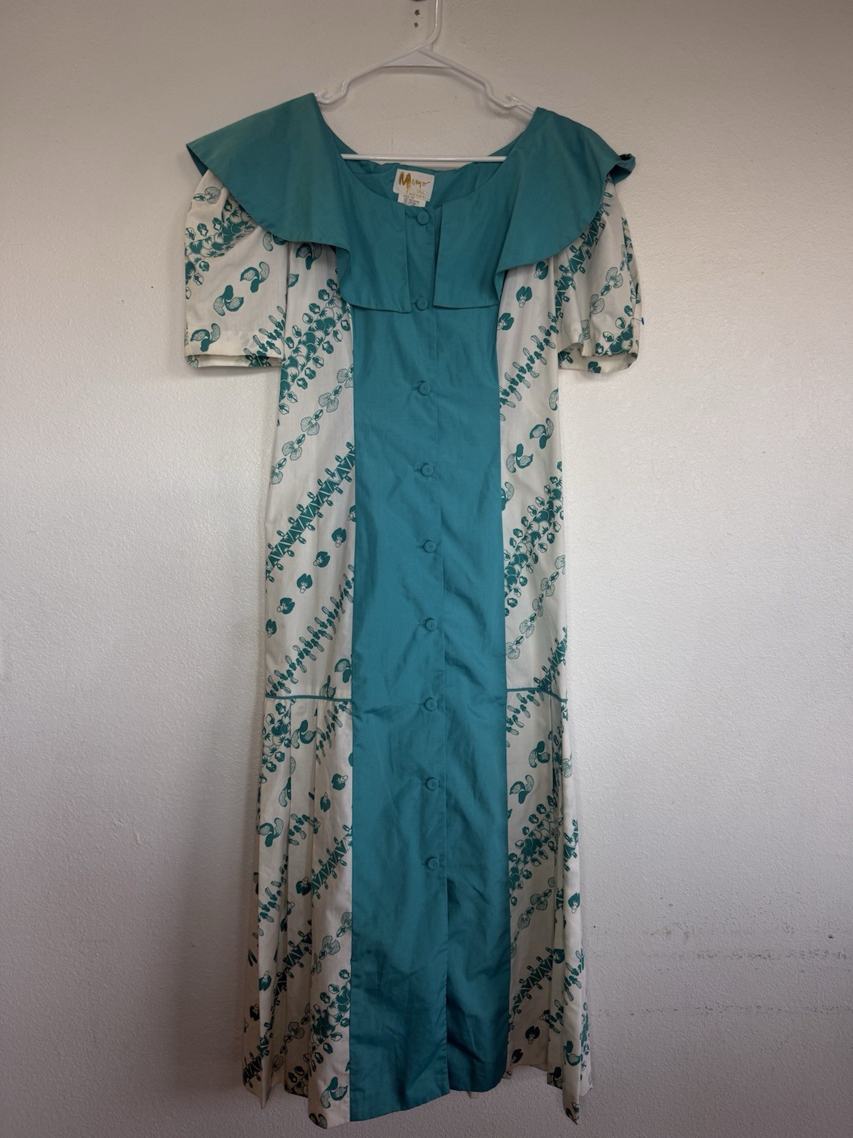 Mamo Howell Sz 10 Hawaiian Muumuu Dress Ruffle Hem Vintage