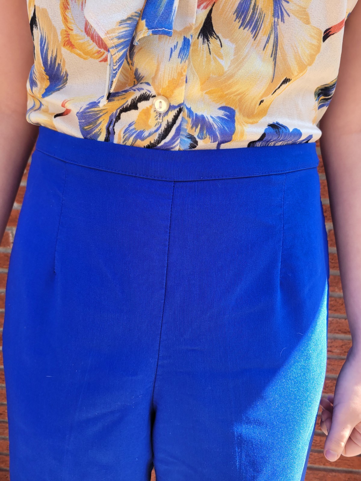 Vintage 80s 90s UNITS Modular Clothing Electric Blue Capri Pants Size Med/Large