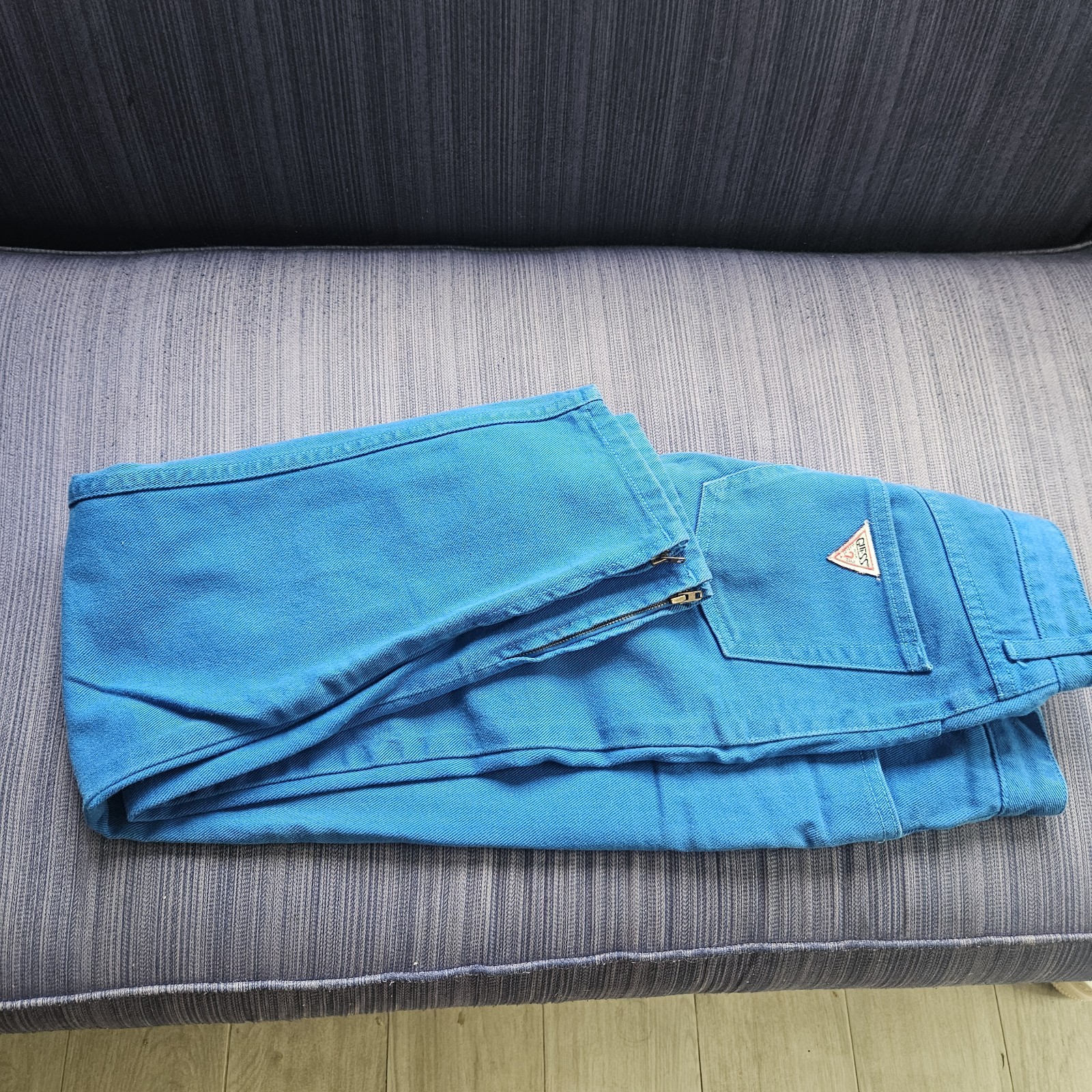 Vintage 80’s Guess Jeans. Bright Teal, Zip Fly, High Waist, Size 30