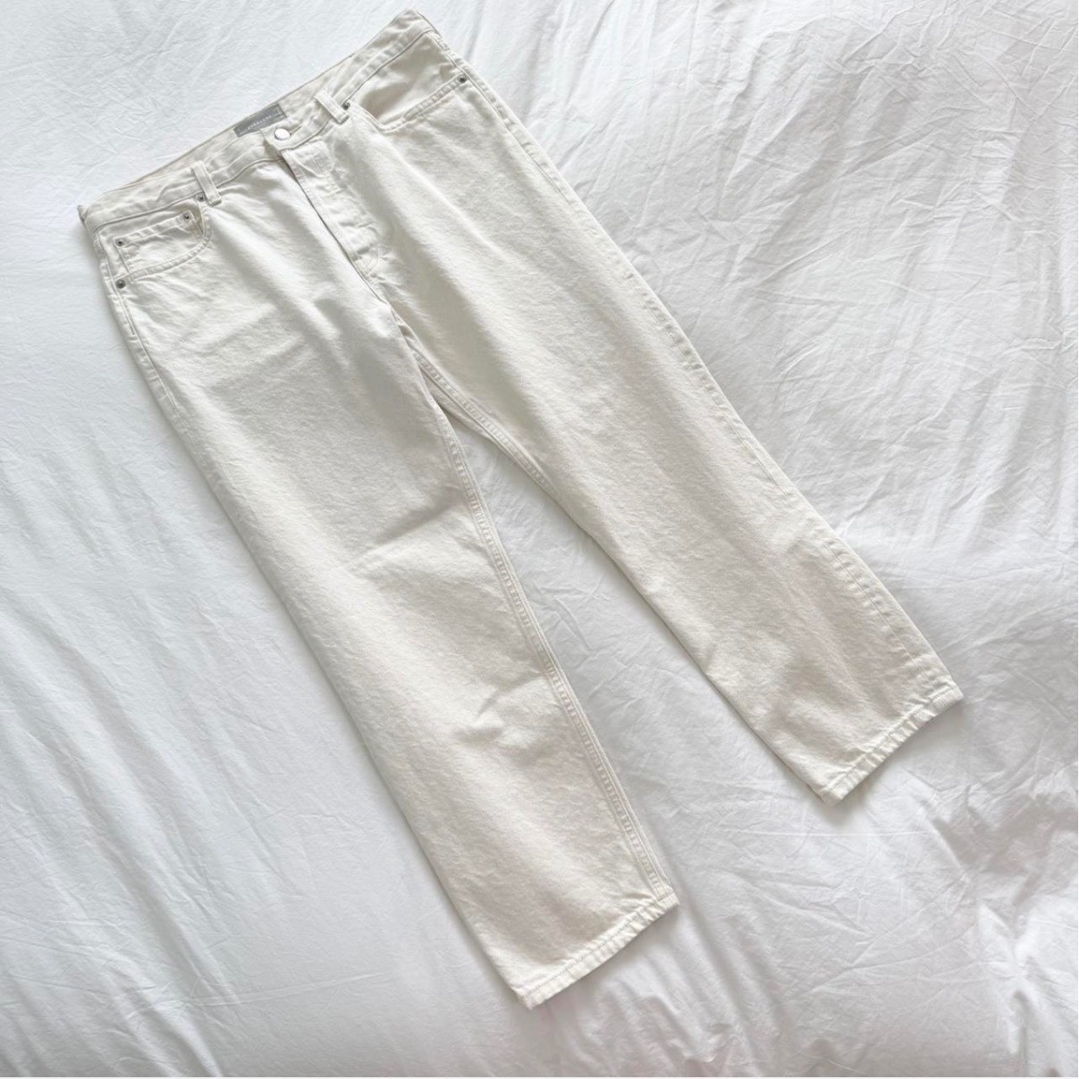 Everlane The Rigid Slouch Jean Ecru Cream High Rise Straight Leg 30