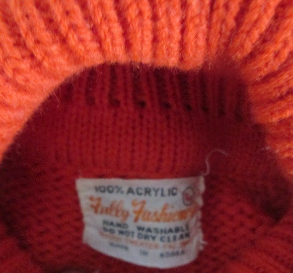 Vintage Chunky Orange Ladies Fisherman’s Sweater 1970s-1980s Acrylic Size L