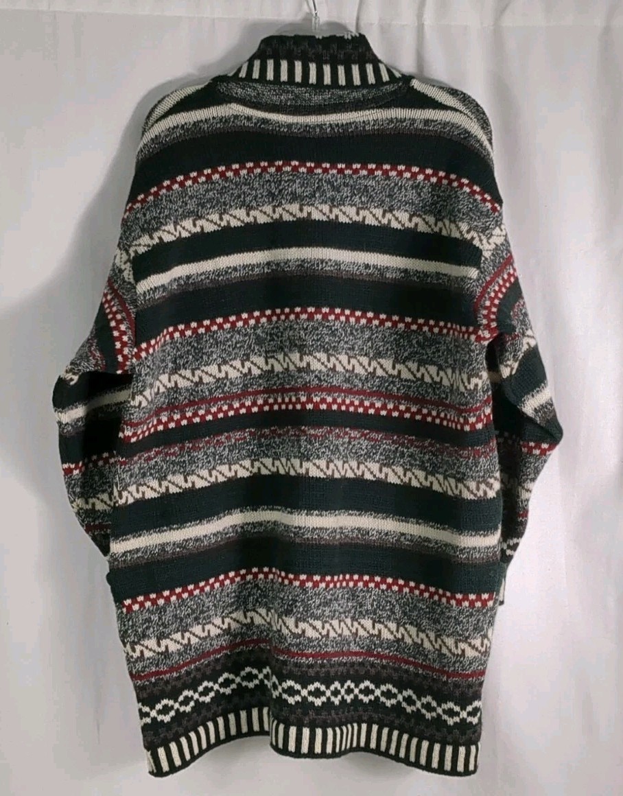NWT Bay Road New Zealand 100% Wool Multicolor Collared Cardigan Sweater M