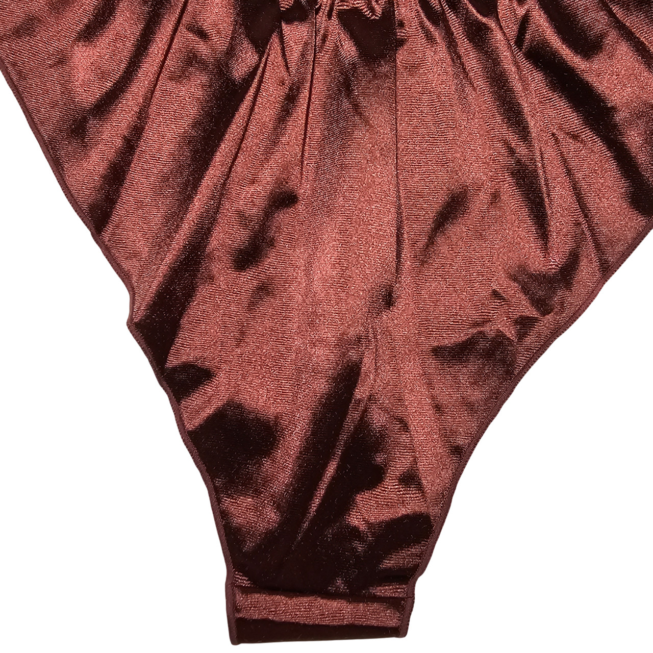 Sissy Glossy Satin Panty Tap Flutter Sleep Short Brown Brief Size 8-9 Hip 42-46″