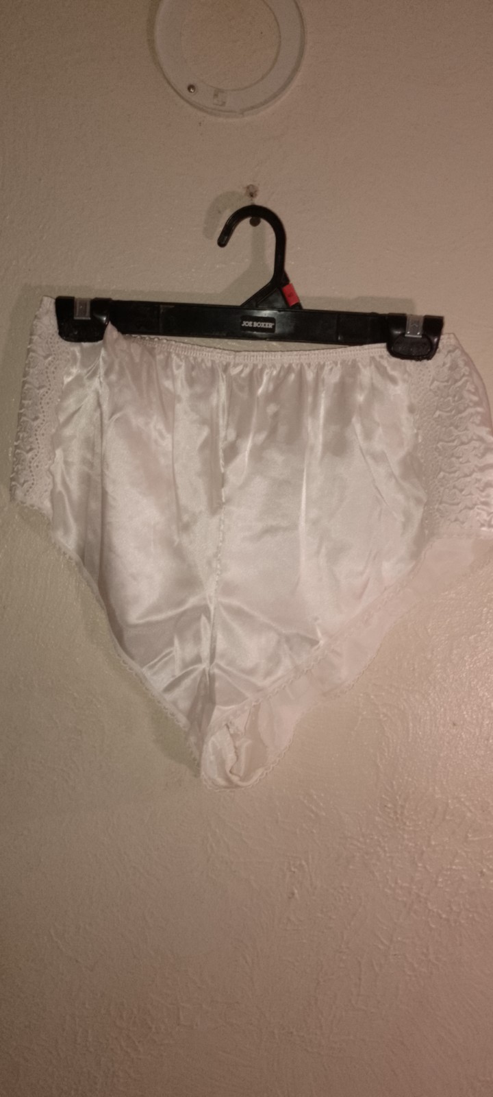 Vtg, Escapades Satin Panty Brief,Lace Hip Detail,Full Cut,White,USA,80s-90s, 6-7