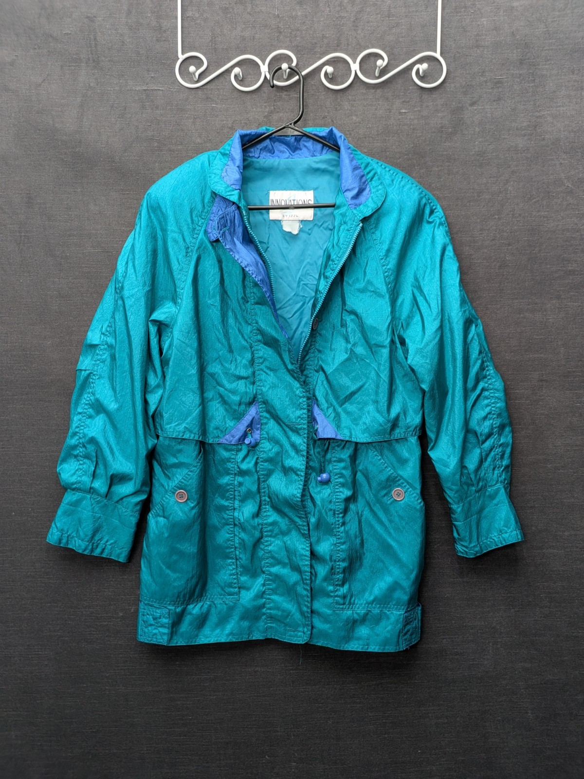 Vintage Innovations By Izzi Teal/Blue Softshell Windbreaker GrannyCore Grandma