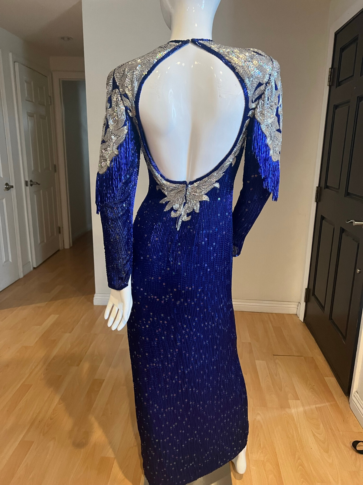 80’S VINTAGE NAEEM KHAN RIAZEE X LILLIE RUBIN EMBELLISHED BEADED GOWN SZ S SMALL