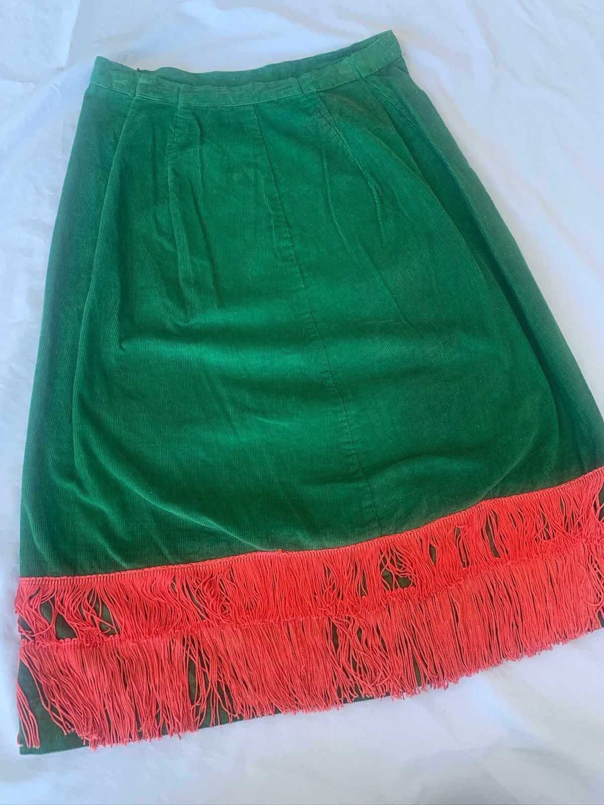 Vintage 1950’s Green Corduroy and Pink Fringe Western Stage Set