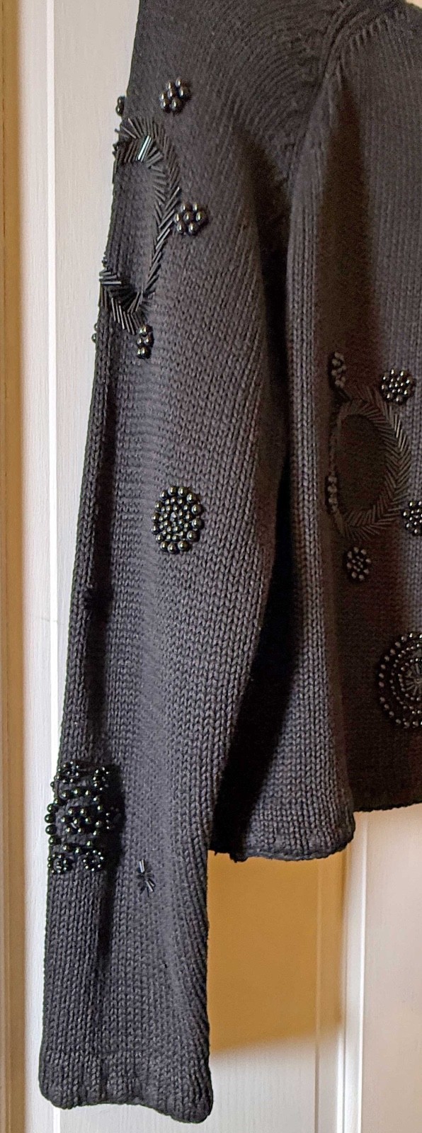 Vintage 1980s Jackie Chalkley, DC Black Knit Beaded Evening Jacket B022