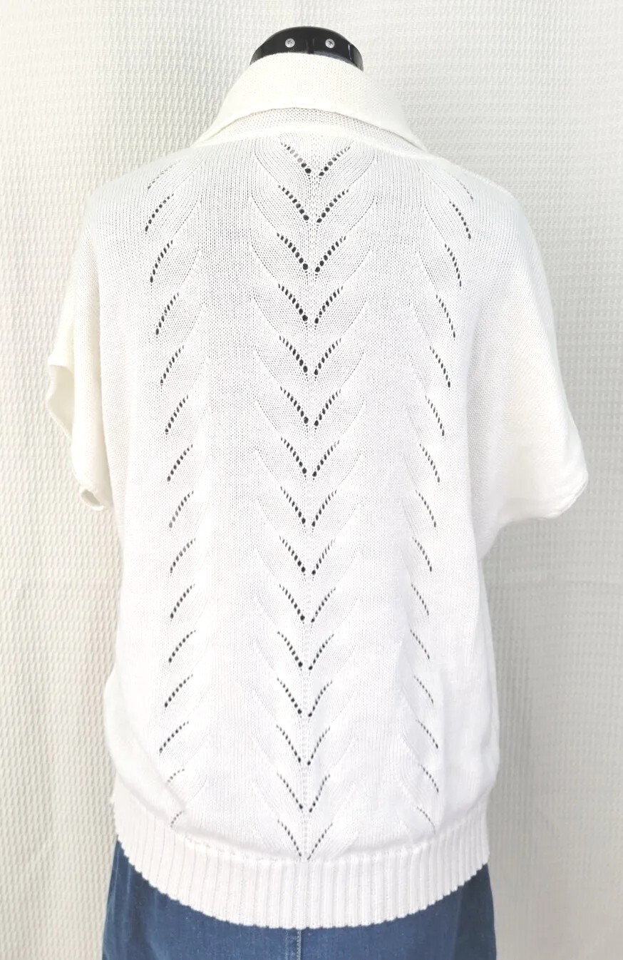 Vtg Wentworth Gallery Creamy White Drop Sleeve Collared Sweater Sz XXL? 48″Bust