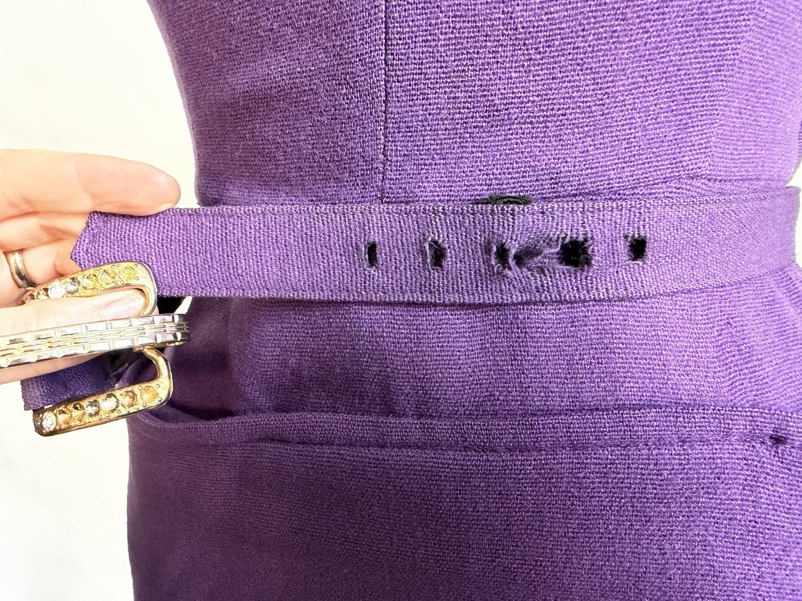 Vintage 1950s Purple Wool Bombshell Wiggle Dress Pacific Mills S