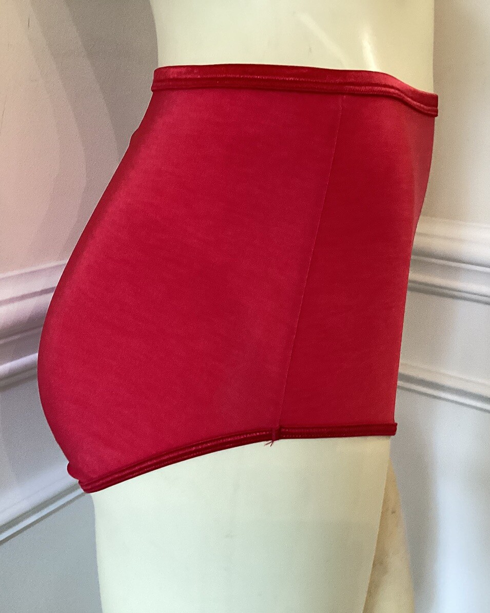 Vanity Fair 13-109 SZ 7 RED VINTAGE NYLON SPANDEX BRIEFS SECOND SKIN SHINY TRIM