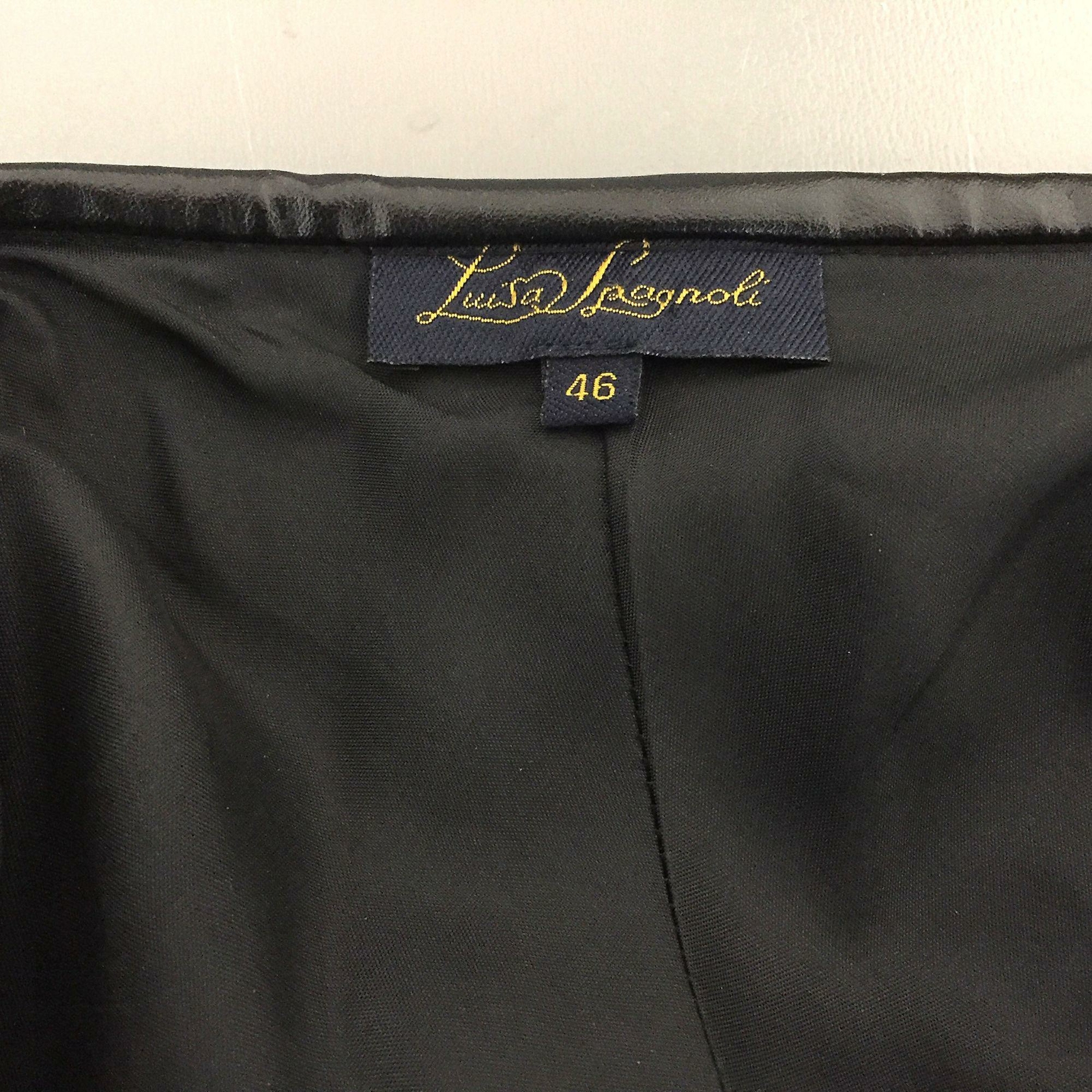 Italian Vintage 90s Black Maxi Skirt 46 Luisa Spagnoli Plisse Pleat Lined Long