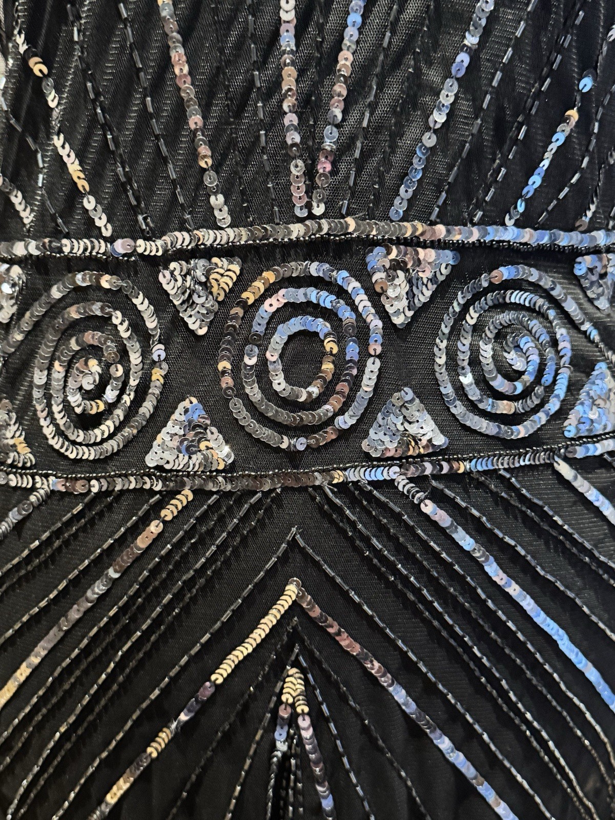 VTG Miss Selfridge Beaded Sequined Mesh Dress W / Viscose Slip L