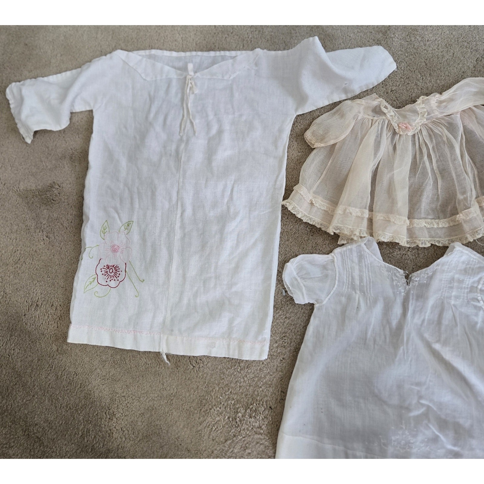 Vintage Baby and Doll Clothes Dresses Some Damaged Stains Need Mending