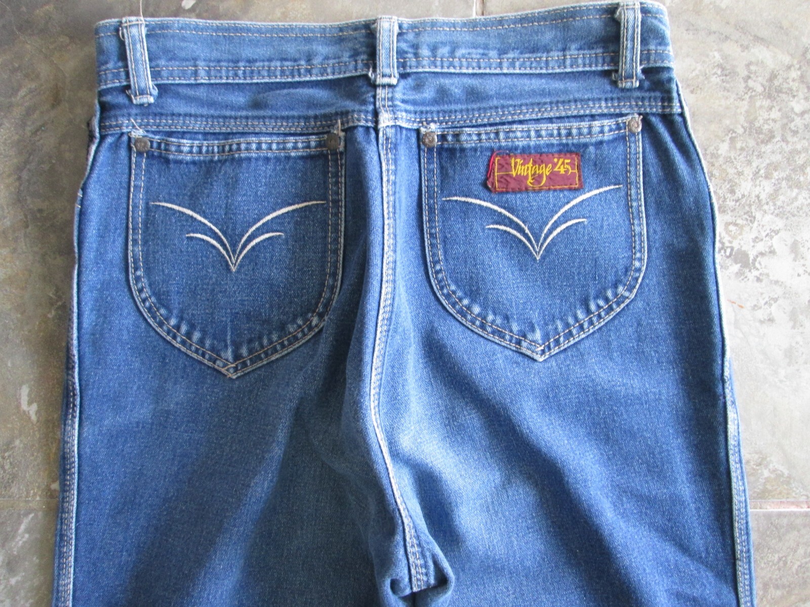 „Vintage ’45” Women’s Blue Jeans 13 28×28 Wide Leg Cotton High Waist Hong Kong