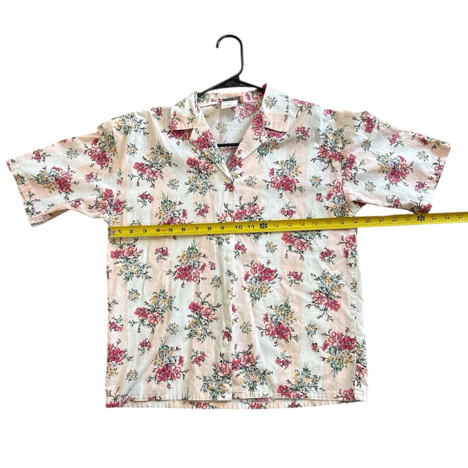 Vintage Act III Floral Stripe Casual Shirt Single Stitch Button Down Cotton USA