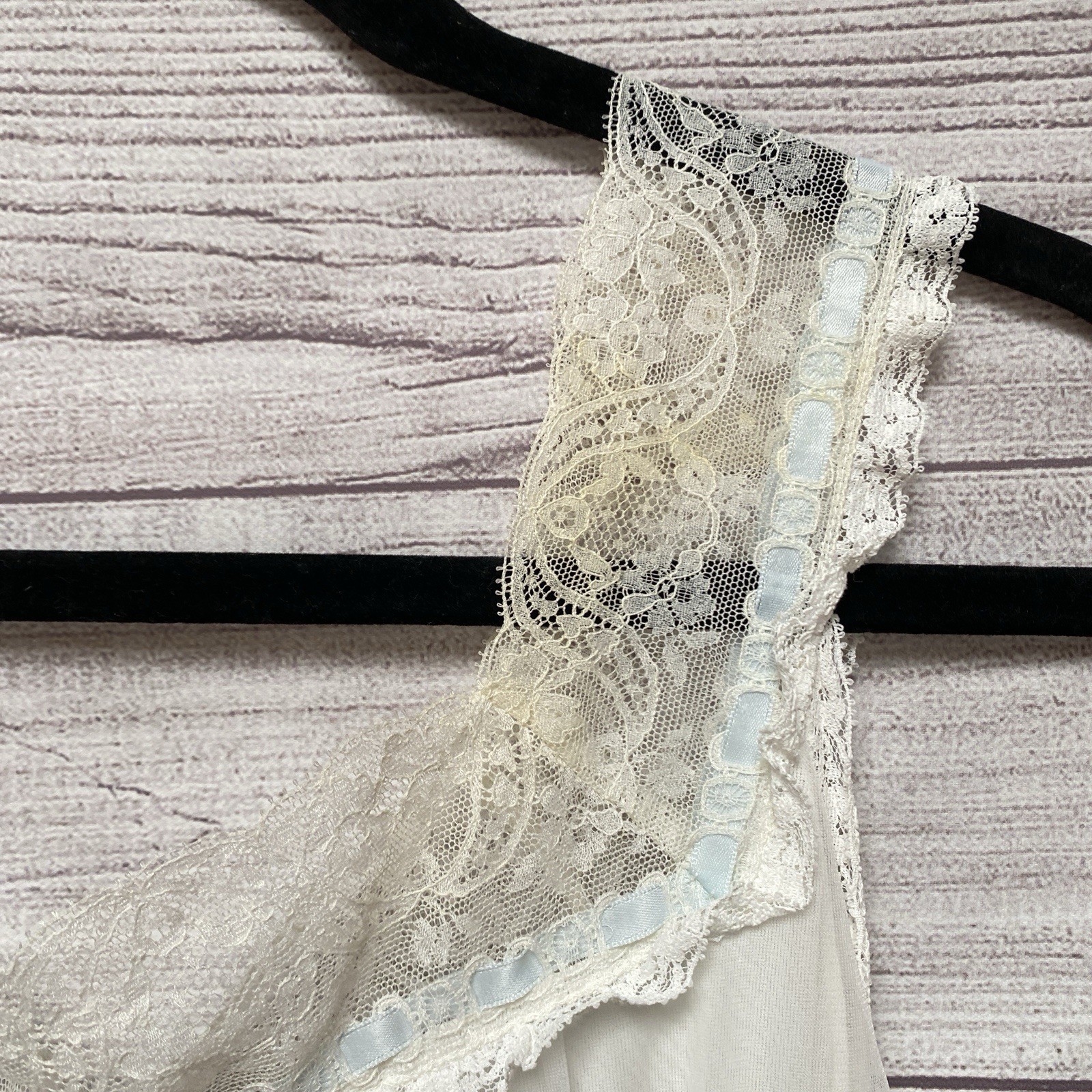 Vintage LISETTE Nylon CHIFFON Babydoll Nightgown S Lined Lace Trim